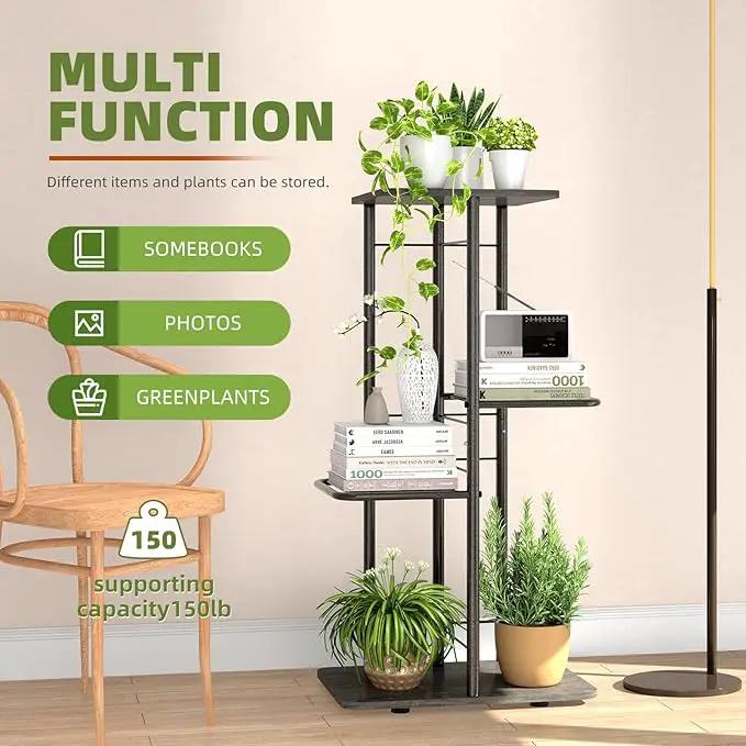 Simple Trending Plant Stand Shelf Indoor Outdoor Waterproof, 4-Tier 5 Potted Heavy Duty Metal Tall Flower Holder for Multiple Corner Display by GreenHaven Gardens