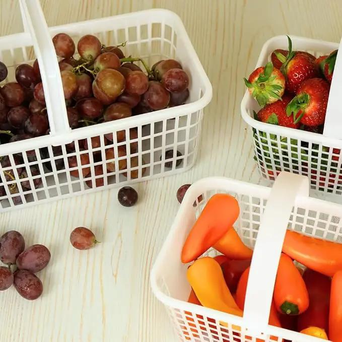 6 Pack – 4 Quart/Half Peck White Plastic Garden Basket for Gathering Vegetables and Fruits – Harvest Apples, Berries, Peaches or Tomatoes by GreenHaven Gardens