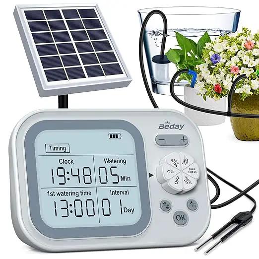Solar Automatic Drip Irrigation System Houseplant Auto Self Watering Device Waterer for 15 Potted Plants Outdoor Indoor Garden Balcony Vacation While Away by GreenHaven Gardens