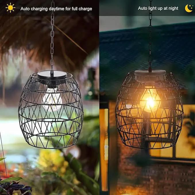 Hanging Solar Lantern Outdoor Waterproof, Metal Lantern Bright Solar Outdoor Lights with Edison Bulb for Garden Patio Yard Decoration by GreenHaven Gardens