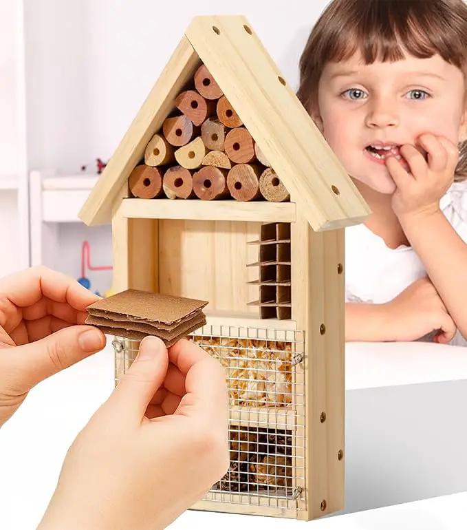 2 PK Large Cedar Wood Insect House Kit for DIY Project Backyard Insect House, Bee House, Nesting Habitat Shelters, Garden Shelter for Bees, Butterflies, Bugs by GreenHaven Gardens