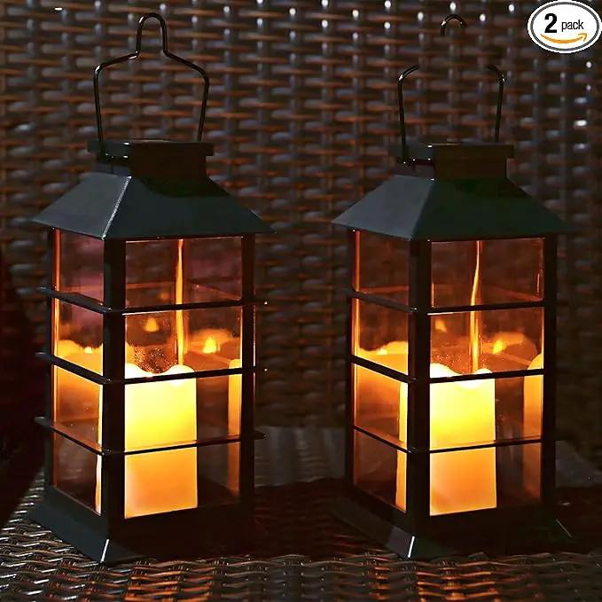 LED Solar Lantern - Outdoor Hanging Solar Lights Waterproof Flickering Flame Candle Light for Patio Courtyard Garden Decorative(2 Pack) by GreenHaven Gardens