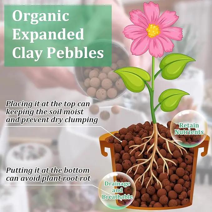 Riare 6 LBS Organic Expanded Clay Pebbles for Plants- 4mm-16mm Natural Leca Balls Lightweight Hydroponic Clay Pebbles Aggregate for Indoor Plants, Hydroponic Growing, Plants Drainage, Aquaponics by GreenHaven Gardens