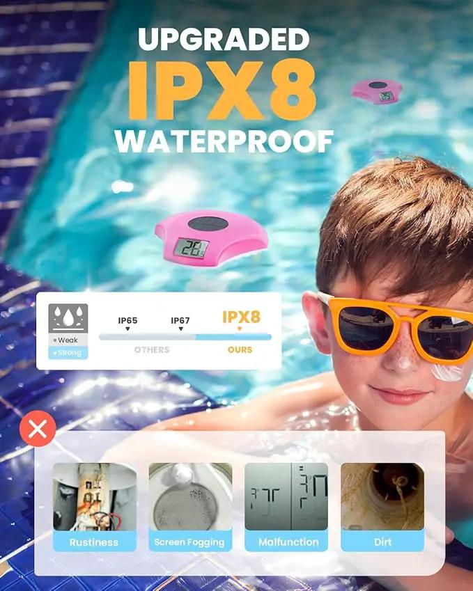 BALDR Pool Thermometer Floating Easy Read, IPX8 Waterproof, Solar Powered Digital Pool Thermometer with LCD Screen,Suitable for Swimming Pool/Hot Tub/Hot Spring/Aquarium (Purple) by GreenHaven Gardens