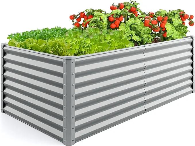 Giantex 6x3x2ft Raised Garden Bed, Large Metal Elevated Rectangular Planter Bed, 271 Gallon Capacity, Outdoor Planting Garden Box for Vegetable Flower Herb Grow (Grey) by GreenHaven Gardens