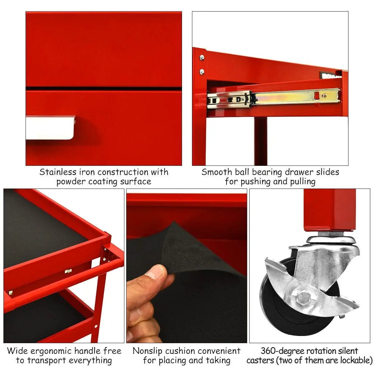 Rolling Tool Cart Mechanic Cabinet Storage ToolBox Organizer with Drawer by DirectDeals