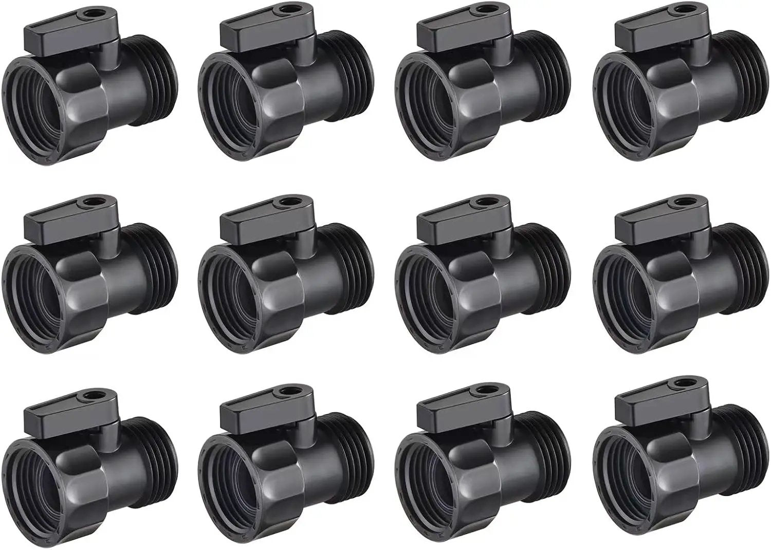 12 PCS 3/4'' Plastic Garden Hose Shut Off Valve,Water Shut-Off Ball Valve Thread Connector Coupling for Telescopic Water Pipe Water Gun Valve Control by GreenHaven Gardens