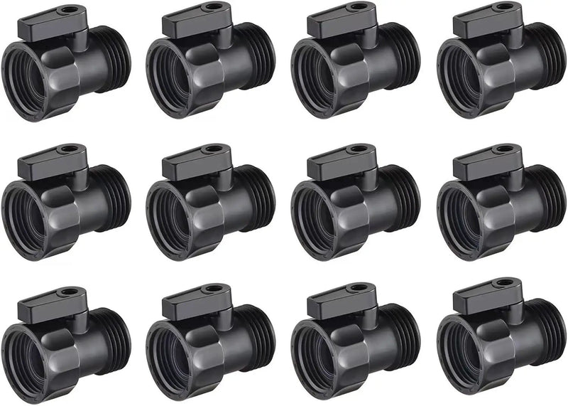 12 PCS 3/4'' Plastic Garden Hose Shut Off Valve,Water Shut-Off Ball Valve Thread Connector Coupling for Telescopic Water Pipe Water Gun Valve Control by GreenHaven Gardens