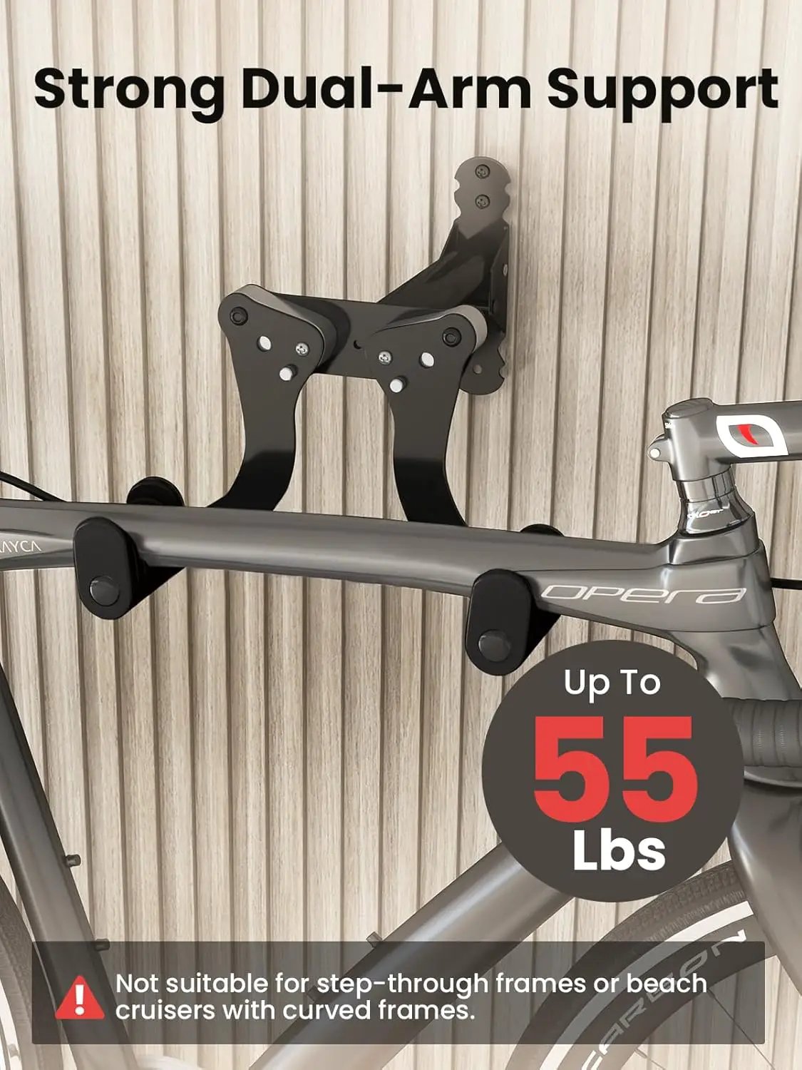 YORKING Bike Wall Mount, Horizontal Wall Mount Hanger Holds Up to 55Lbs Bike Indoor Storage Rack Hook with 5 Adjustable Levels, Extends to Fit 32.6" Handlebars for 1 Bicycle in Home Garage – Black by GreenHaven Gardens