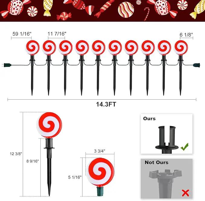 Ultimate Unicorn Christmas Decoration Lollipop Pathway Lights, Pathway Lights Decoration, Red Peppermint Lights Outdoor with Stakes, LED Lollipop Lights for Pathway Yard Sidewalk Garden Rooftop by GreenHaven Gardens