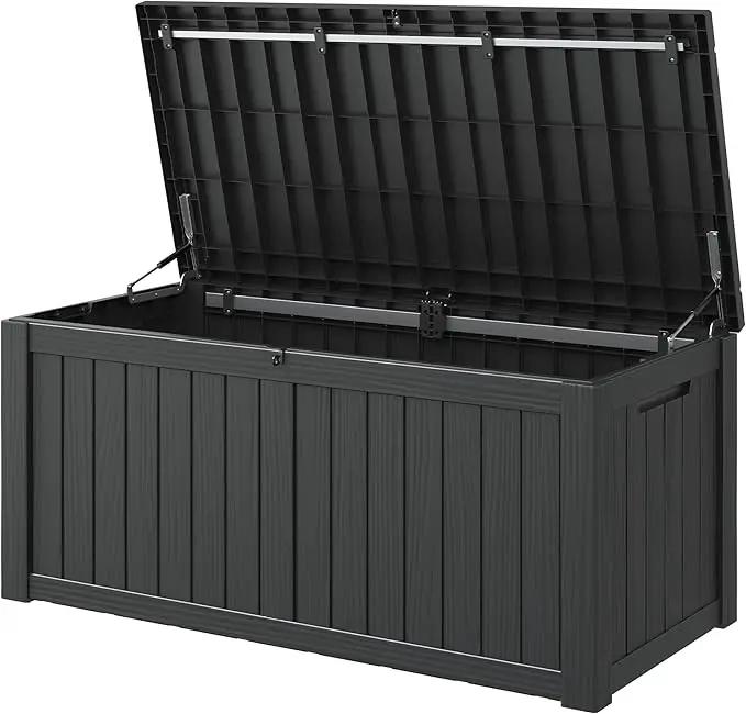 NUNU LAB Outdoor Storage Box,120 Gallon Deck Box,Resin Waterproof Outside Storage Bench,Outdoor Storage Cabinet With Lockable Lid,Backyard Deck Box For Garden Tools,Patio Cushions,Pool Accessories by GreenHaven Gardens