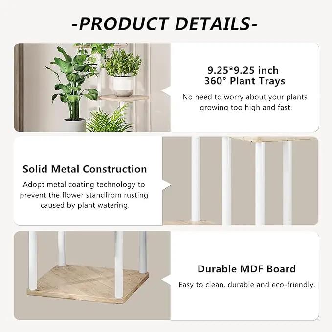 AZERPIAN Plant Stand 6 Tier Indoor Metal Flower Shelf for Multiple Plants Corner Tall Flower Holders for Patio Garden Living Room Balcony Bedroom, White by GreenHaven Gardens