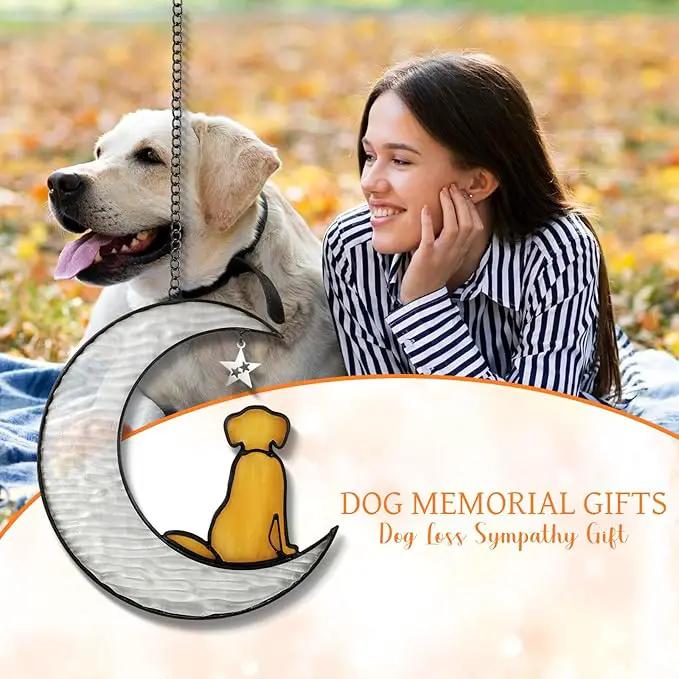 Stained Glass Dog Suncatcher Memorial Gifts for Loss of Dog,Window Hanging Decor Dog Suncatcher Sympathy Gift,Dog Ornaments Bereavement Gifts,Pet Loss Gifts,in Memory of Dog Passing Away Gifts by GreenHaven Gardens