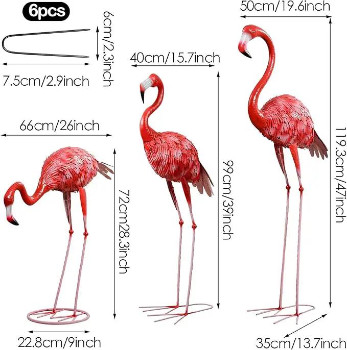 XONOR Metal Flamingo Garden Statues Large Red Flamingo Yard Art Outdoor Sculptures for Home Patio Lawn Backyard Décor, Set of 3 by GreenHaven Gardens