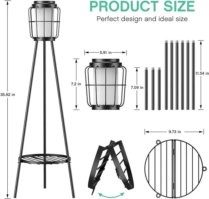 2 Pack Solar Lights Outdoor with Plant Stands - Solar Floor Lamp & Street Lights with Metal Tripod - Patio Decor for Garden, Yard, Pathway, Driveway, Porch by GreenHaven Gardens