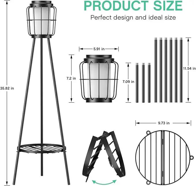 2 Pack Solar Lights Outdoor with Plant Stands - Solar Floor Lamp & Street Lights with Metal Tripod - Patio Decor for Garden, Yard, Pathway, Driveway, Porch by GreenHaven Gardens
