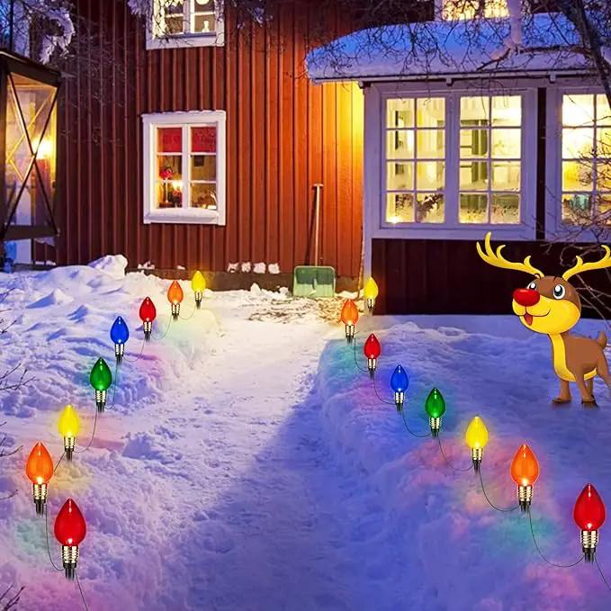 2 Pack C9 Christmas Pathway Lights - Outdoor Total 34.8 Ft, 20 Waterproof Connectable Walkway Lights for Yard, Ground, Sidewalk, Driveway Christmas Decorations by GreenHaven Gardens