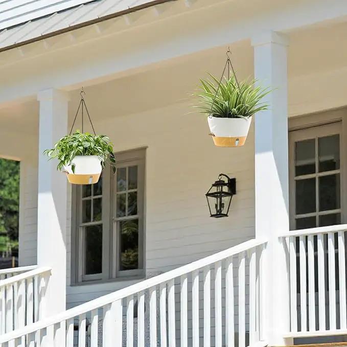 ZMTECH 12 Inch Hanging Planters for Outdoor, 2 Pack Self Watering Pots for Indoor Plants, Large Hanging Baskets for Plants Outdoor with Visual Reservoir and Drainage Hole(White) by GreenHaven Gardens