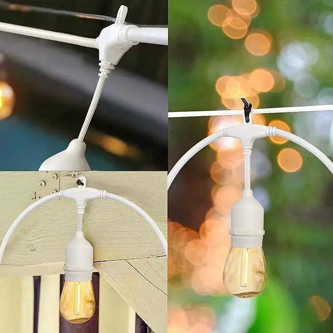 Banord White Outdoor String Lights, Commercial Grade Patio Lights with 30 1W S14 Dimmable Shatterproof LED Bulbs, Heavy Duty Hanging Lights for Outdoor, Waterproof String Lights 96ft (2x48ft) by GreenHaven Gardens