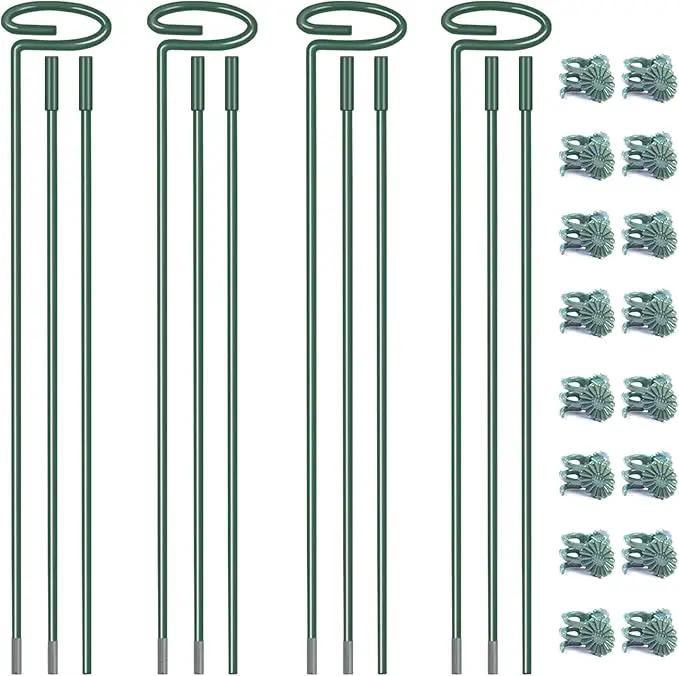 4.5mm Adjustable Length Plant Stake, Assembled (12 or 24 or 36 inch) Outdoor and Indoor Plant Support Poles for Flowers Marigolds Tomatoes Lilies Peonies Roses Daffodils Flower Clips (4 Sets, 16 Pcs) by GreenHaven Gardens