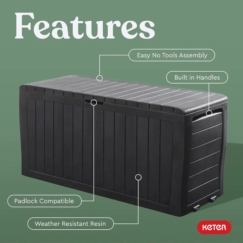 Keter Marvel Plus 71 Gallon Resin Deck Box-Organization and Storage for Patio Furniture Outdoor Cushions, Throw Pillows, Garden Tools and Pool Toys, Dark Grey by GreenHaven Gardens