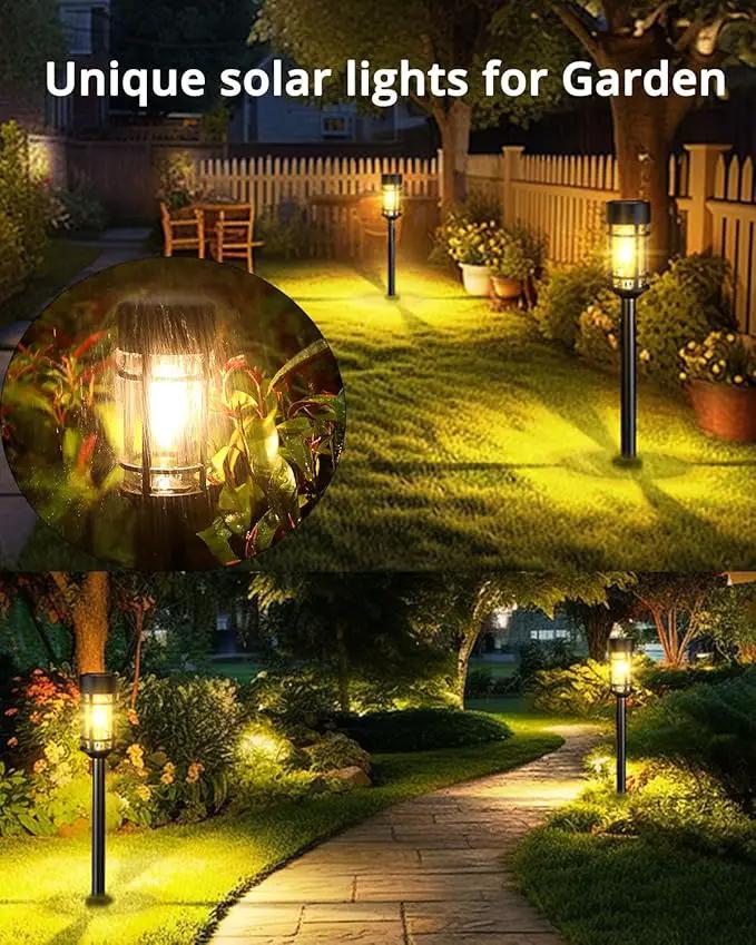 8 Pack Solar Pathway Lights Outdoor, Waterproof Solar Lights Outdoor with Metal & Glass Design - Auto On/Off, Long-Lasting, Landscape Lighting for Garden, Yard, Lawn, Driveway, Walkway by GreenHaven Gardens