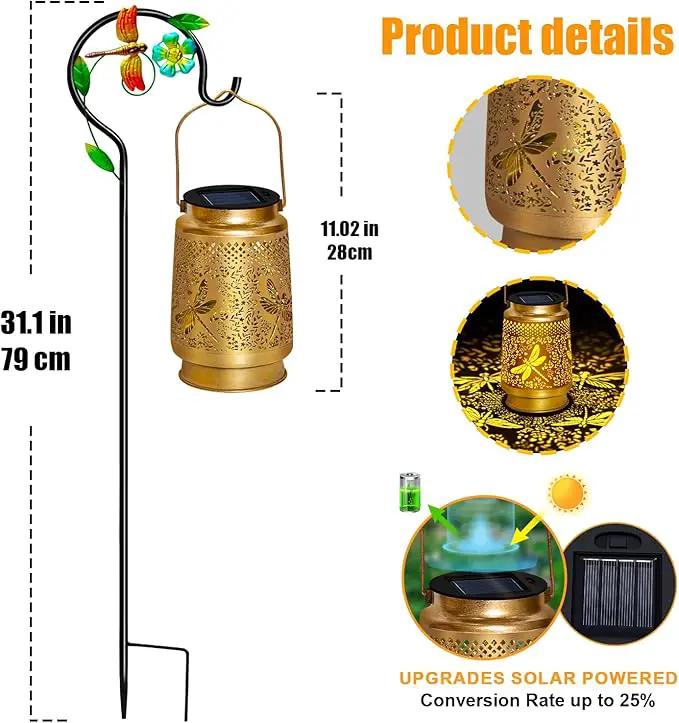 2 Pack Solar Lanterns Outdoor Waterproof,Dragonfly Solar Lights Garden Decor Gifts for Mom Women Grandma Decoration Outside for Yard, Patio,Backyard,Porch by GreenHaven Gardens