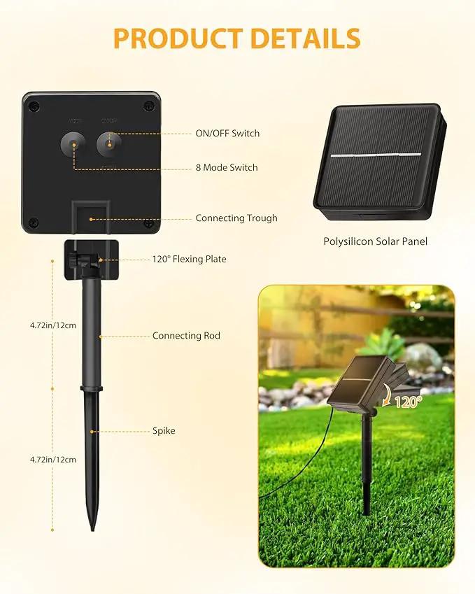 Brightown Solar String Light for Outside, 50Ft 120 LED Solar Lights Outdoor Waterproof, Solar String Lights Outdoor with 8 Modes, for Outside Garden Tree Party Decor(Warm White) by GreenHaven Gardens