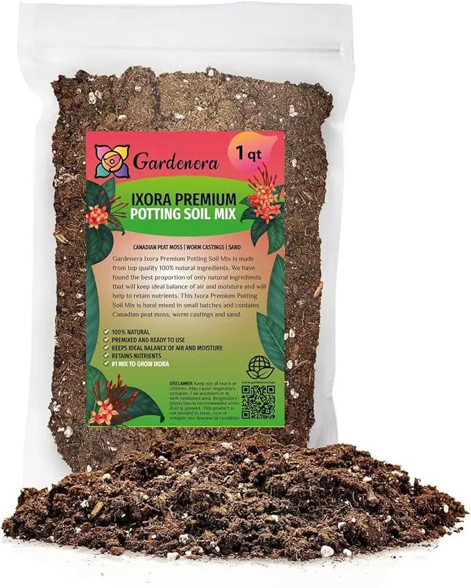 Premium Ixora Plant Potting Mix - Crafted for Vibrant Growth and Profusion of Blossoms - 1 Quart by GreenHaven Gardens