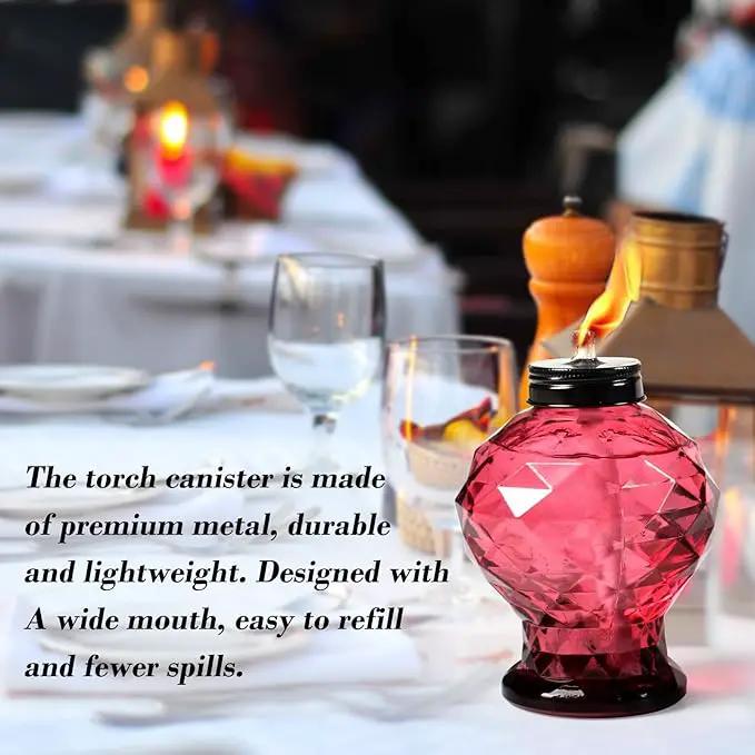 tewei 4 Pack Glass Table Top Light Torches for Outside, Easy to Refill Glass Citronella Torches Outdoor Lanterns, Wick and Cap Included Torch for Garden Patio Yard Party by GreenHaven Gardens