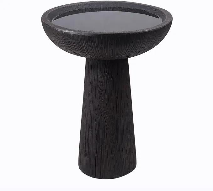 Bird Bath for Outdoor - 26'' Tall Resin Natural Wood Pattern Designt Birdbaths, Lightweight and Durable - Enhance Your Outside Garden with This Stunning Water Feature (Wood Grain) by GreenHaven Gardens
