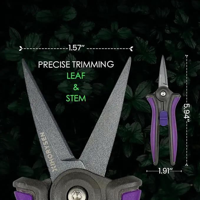 Bud Trimming Scissors Non-stick Resin Resist Blade Micro-Tip Garden Snips 6" Fluorine Coating Garden Scissors Pruning Shear Precision Leaf Stem Sharp Snips Effort-saving by GreenHaven Gardens