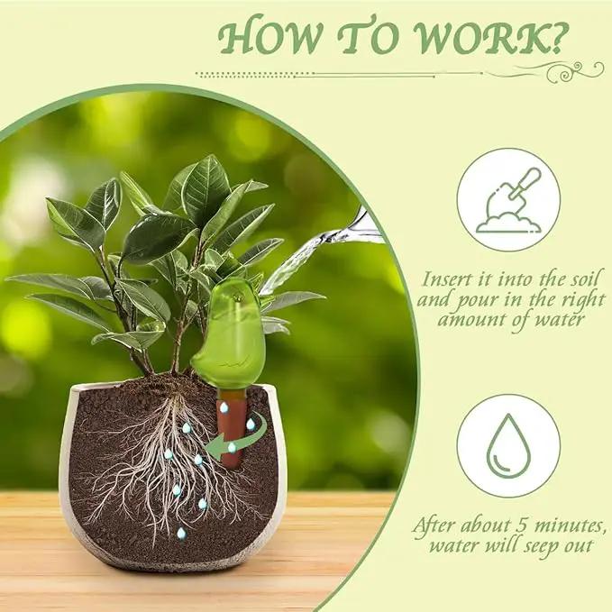 4 Pack Self Watering Spikes, Indoor Plant Watering Globes, Bird Shape Automatic Irrigation Spikes,Plant Watering Devices (Green) by GreenHaven Gardens