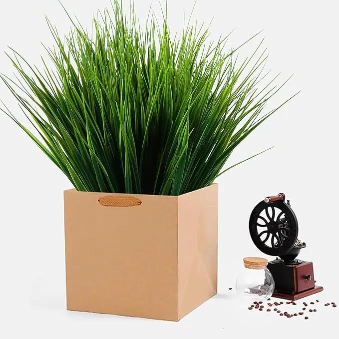 8 Pack Artificial Plants Flowers Grass Shrubs No Fade Faux Plastic Flowers Outdoor for Farmhouse Garden Porch Patio Indoor Wedding Decoration Greenery Fake Plants uv Resistant (3#Green) by GreenHaven Gardens