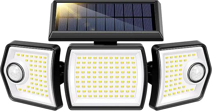 VIVOHOME Linkable Solar Flood Lights Outdoor, 2 Adjustable Motion Sensors Security Lights with 3 Heads, 2500LM, IP65 Waterproof, Solar Powered for Outside, Yard, Porch, Patio by GreenHaven Gardens
