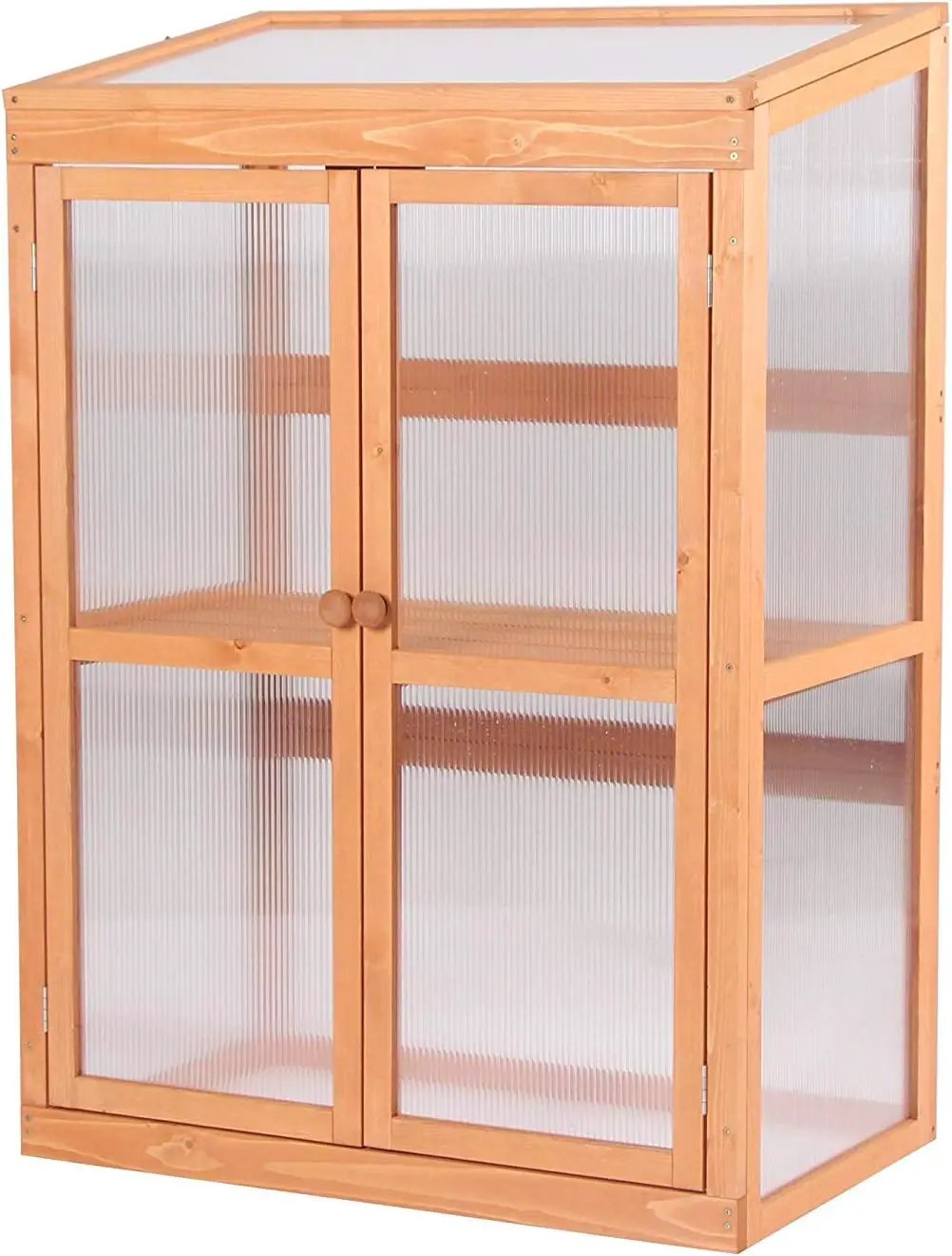MCombo Wooden Cold Frame Greenhouse, Raised Flower Planter Shelf Protection for Outdoor Indoor Use, 0760 (Orange) by GreenHaven Gardens