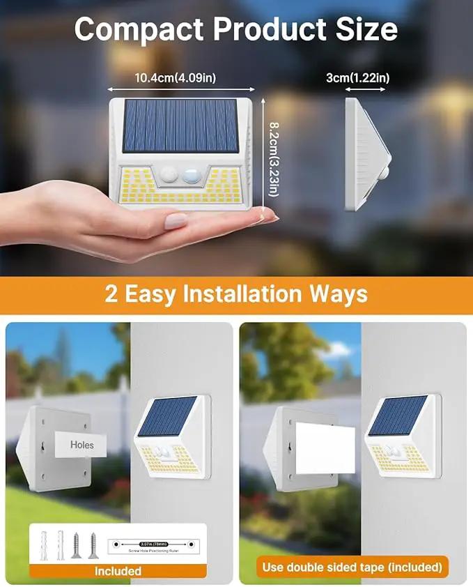 12 Pack Solar Lights Outdoor Motion Sensor, Waterproof Fence Lights with 3 Lighting Mode, Warm White LED Deck Lights for Outside Wall Yard Steps Stairs Garden - White by GreenHaven Gardens