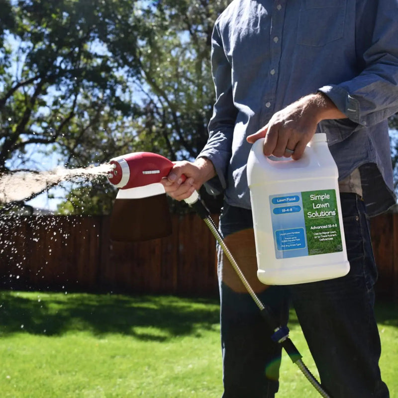 Advanced 16-4-8 Lawn Fertilizer - Liquid Lawn Food Spring & Summer Concentrated Spray - Any Grass Type- Fish and Seaweed Kelp- Balanced NPK - Simple Lawn Solutions (1 Gallon) by GreenHaven Gardens