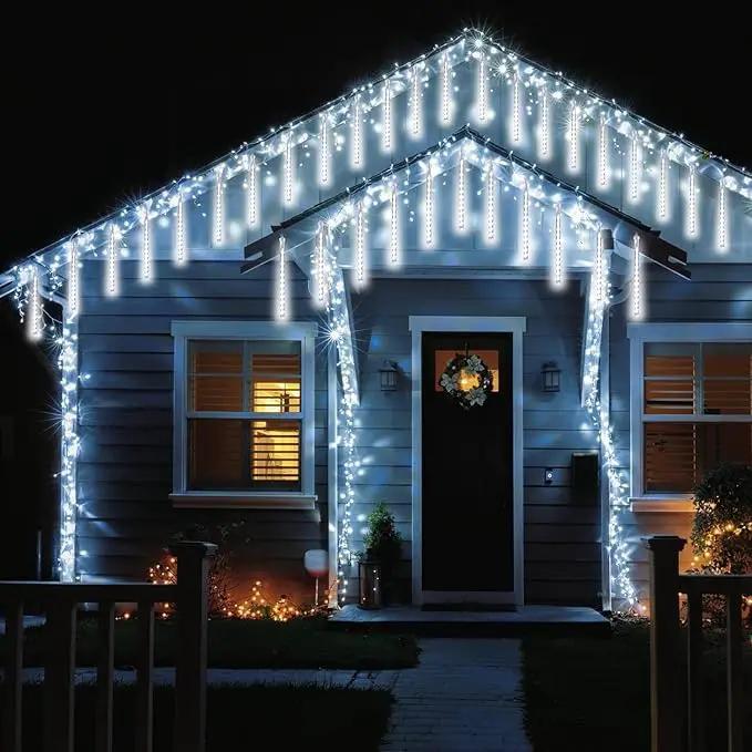 2-Pack Meteor Shower Christmas Lights Outdoor Decorations, Extendable Tree Lights Waterproof 16 Tubes 384 LEDs Falling Rain for Holiday Outside Decor Yard House Xmas Tree (Cool White) by GreenHaven Gardens