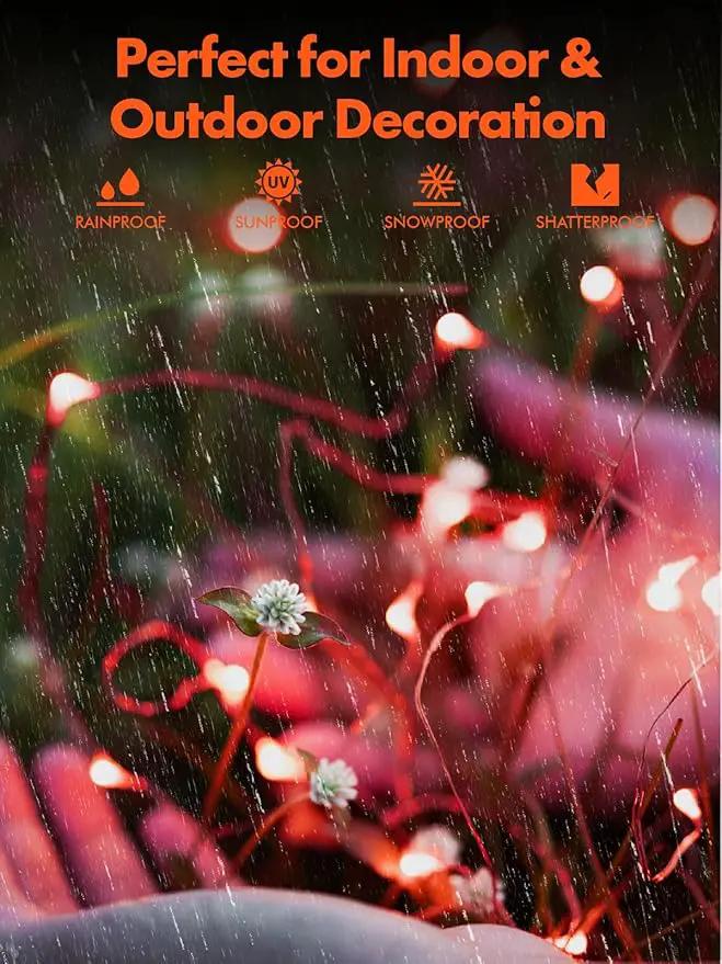 Twinkle Star 4 Pack Outdoor Solar String Lights, Total 160 FT 480 LED Solar Powered Valentines Day Decorative Fairy Lights with 8 Modes, Waterproof Silver Wire Light for Christmas Wedding Party, Red by GreenHaven Gardens