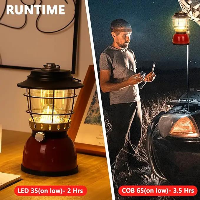 LED Camping Lantern Rechargeable Stepless Dimming Vintage Tent Lamp, 4000mAh Power Bank, IPX5 Waterproof Portable Hanging Camping Tent Light for Camping Hiking Emergency and Power Outage by GreenHaven Gardens