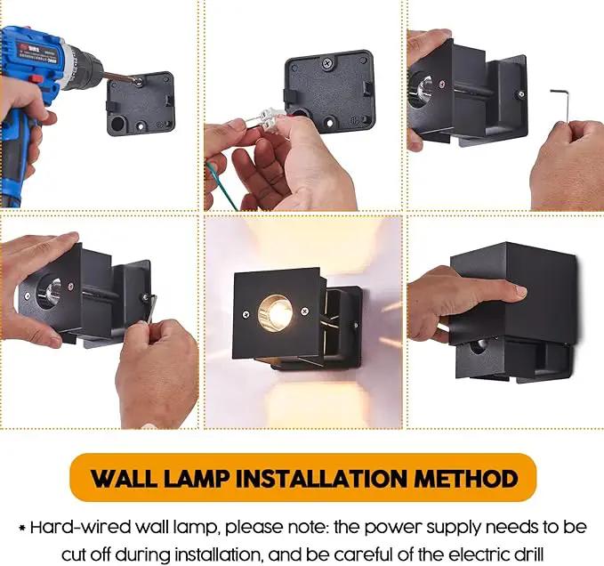 LANFU LED Aluminum Wall Lamp IP65 Waterproof, Black Modern Fashion Square Wall Lamp Wall Type Replaceable Bulb by GreenHaven Gardens