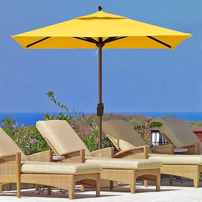 EliteShade USA 10-Year-Non-Fading 6x6Ft Square Market Umbrella Patio Outdoor Table Umbrella with Ventilation, Sunflower Yellow by GreenHaven Gardens