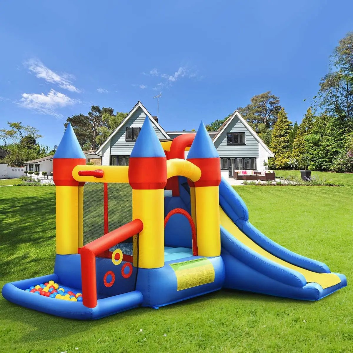 Inflatable Bounce House with Basketball Rim and 780W Blower by DirectDeals