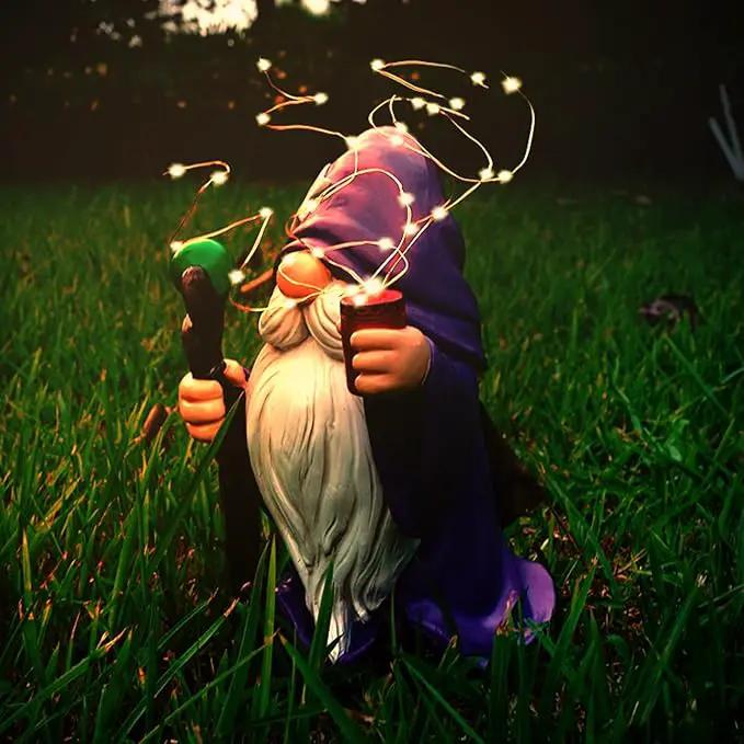 Resin Gnome Statue Outdoor Decor Waterproof Firework Solar LED Lights Gnomes Garden Sculpture Decorations for Outside Lawn Patio Yard Ornament Gifts (Gnome) by GreenHaven Gardens