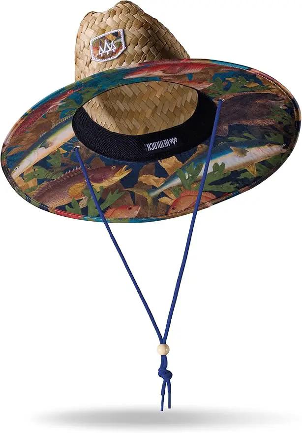 Straw Hat for Men & Women | Lifeguard Hat, Beach Hat & Sun Hat | UPF 50+ Wide Brim for Sun Protection | One Size | Hemlock by GreenHaven Gardens