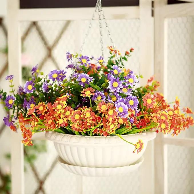 summer flower 3pcs 10.6 inch Plastic Hanging Planters Pots for Outdoor Indoor Plants Hanging Flower Plant Baskets Holder for Garden Porch Ceiling (White) by GreenHaven Gardens