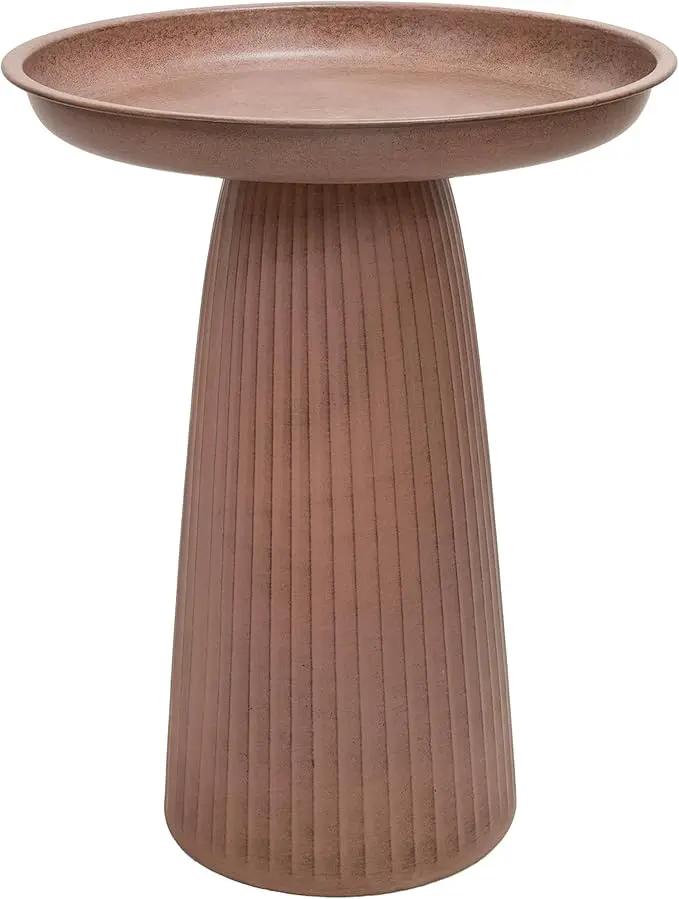 Sunnydaze Gleeful Garden Metal Bird Bath for Outdoors - Large Decorative Iron Birdbath - 23-Inch - Matte Canyon Clay by GreenHaven Gardens