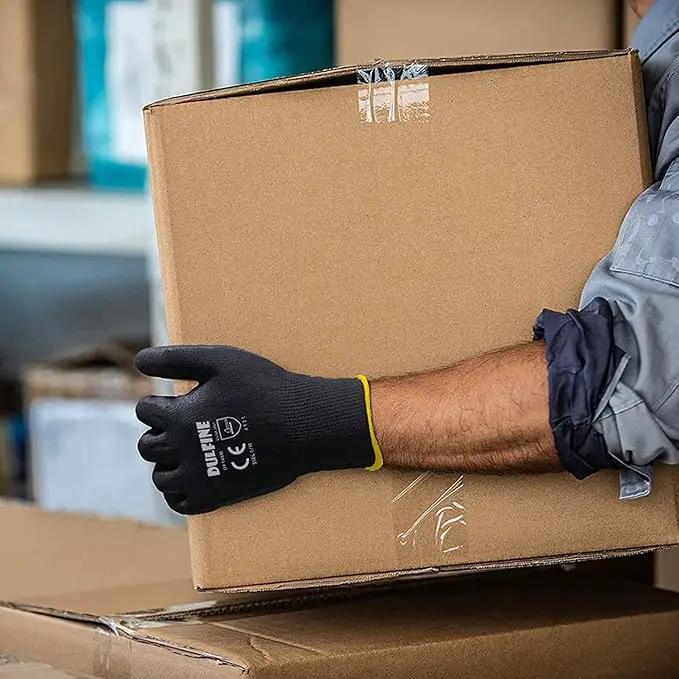 DULFINE Ultra-Thin PU Coated Work Gloves-60 Pairs,Excellent Grip,Nylon Shell Black Polyurethane Coated Safety Work Gloves, Knit Wrist Cuff,Ideal for Light Duty Work. (XX-Large) by GreenHaven Gardens
