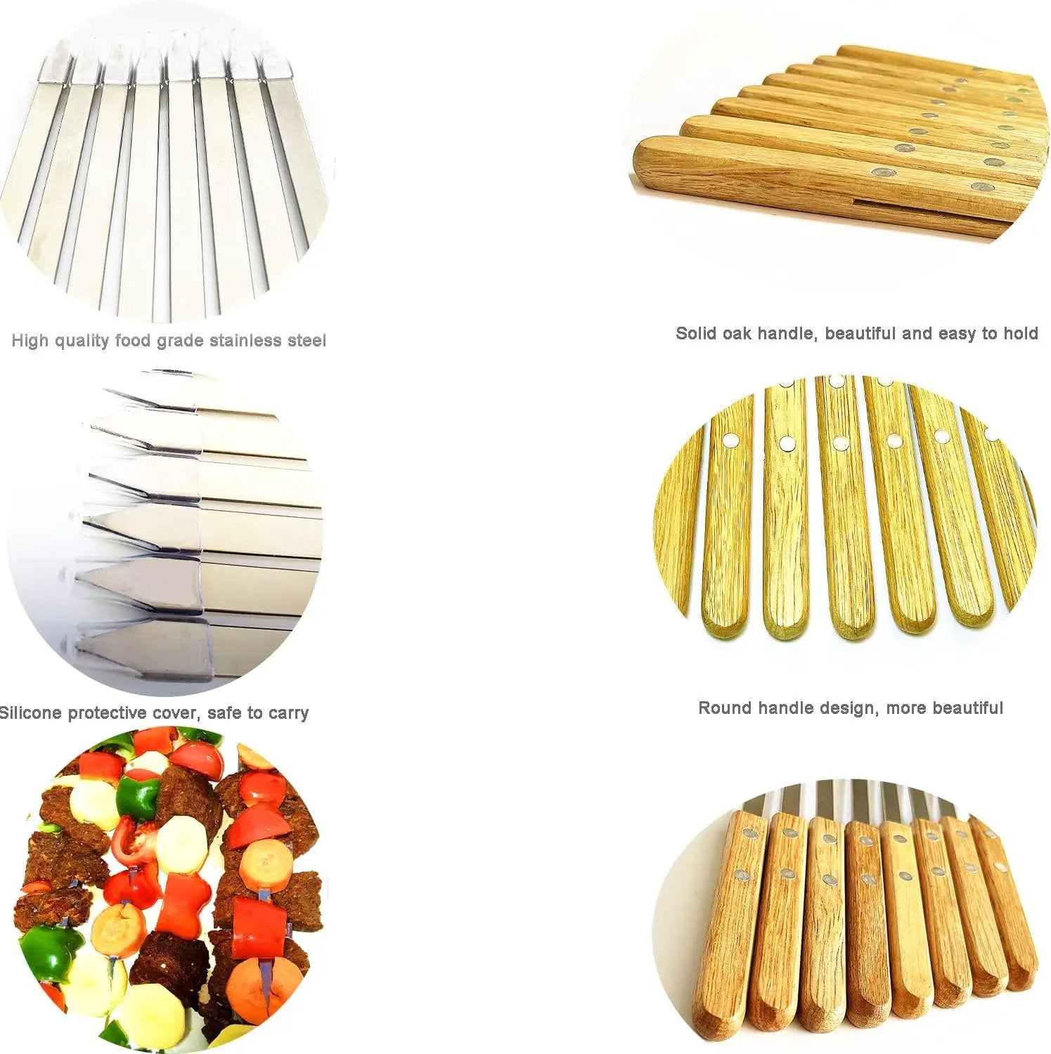 23.5 Inch Extra Long Large Kabob Skewers,12pcs Flat Wide Stainless Steel BBQ Skewer,Reusable Barbecue Stick for Grilling,Metal Heavy Duty Thick Kebab with Wooden Handle with Bag. by GreenHaven Gardens
